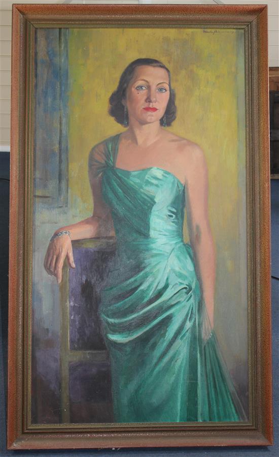 Aubrey Davidson-Houston (1906-1995) Portrait of Mrs Lucille Van Geest, 48 x 26.5in.